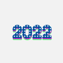 3D Colorful Layered 2022 Number On White Background For Happy New Year Concept.