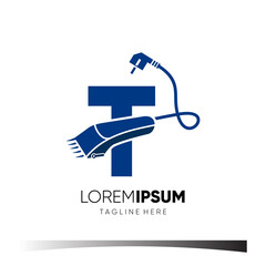 Letter T Hair Clipper Logo Design Vector Icon Graphic Emblem Illustration