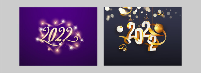 2022 New Year Party Poster Design In Two Color Options.