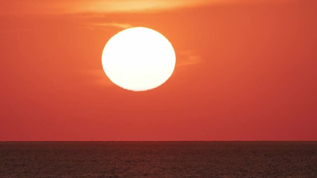 Sundawn and sea horizon close-up. Nature lanscape scene.
