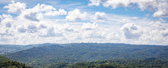 The windmill turbines on the hills of Khao Kho, Phetchabun, Thailand