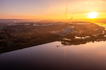 Aerial view of the Derry Londonderryharbour in Northern Ireland
