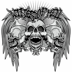 Gothic sign with skull and wings, grunge vintage design t shirts