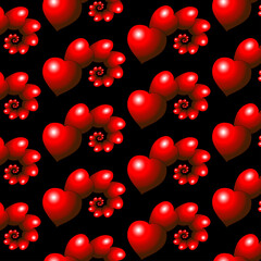 Happy Valentines Day!Love pattern on a black  background for decor packaging,gift box