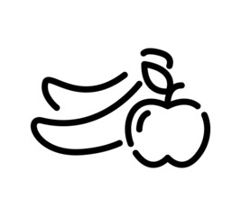 Apple with kcal sign and bottle flat icon. Pictogram for web. Line stroke. Isolated on white background. Vector eps10