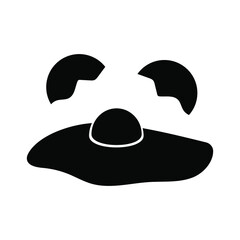 Broken egg. Black silhouette icon. Shape effect. Hand drawn art. Cartoon design. Vector illustration. Stock image. EPS 10.