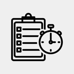 Time management icon in line style about marketing and seo, use for website mobile app presentation