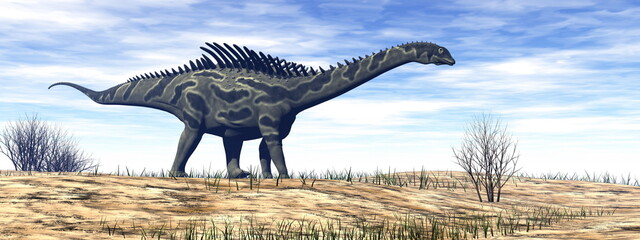 Agustinia dinosaur in the desert - 3D render