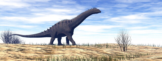 Alamosaurus dinosaur in the desert - 3D render © Elenarts