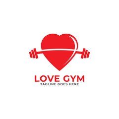 Fitness Gym Love logo design template.