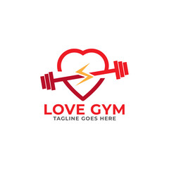 Fitness Gym Love logo design template.