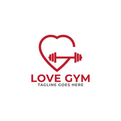 Fitness Gym Love logo design template.