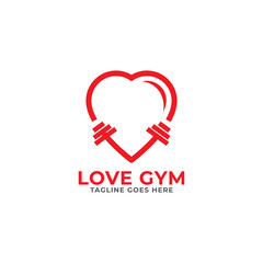 Fitness Gym Love logo design template.