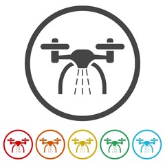 Smart drone icon isolated on white background, color set