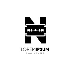 Letter N Razor Blade Logo Design Vector Icon Graphic Emblem Illustration