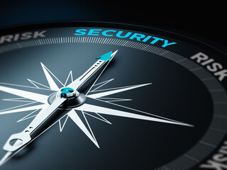 Compass Needle Points Security and Others Written with Risk