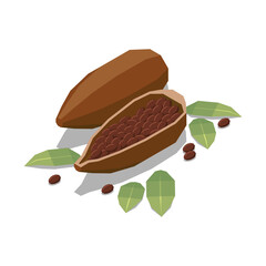 Chocolate Beans Leaves Composition