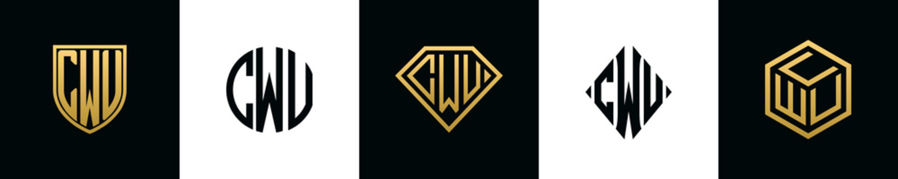 Initial letters CWU logo designs Bundle