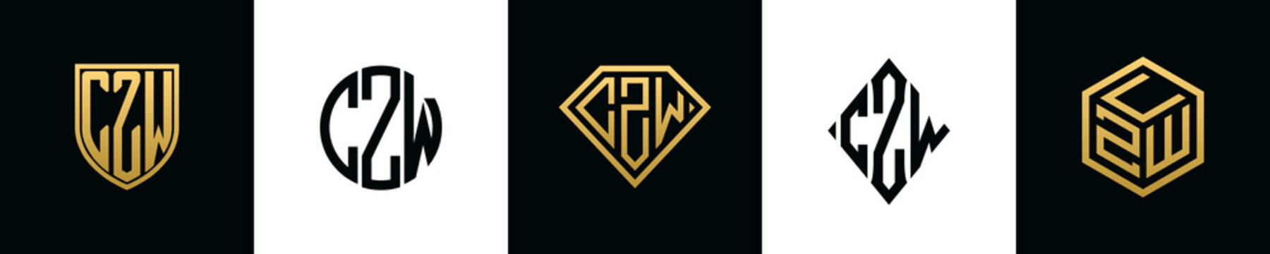 Initial letters CZW logo designs Bundle