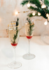 Blackberry Champagne Cocktail, Mimosa festive drink for Christmas