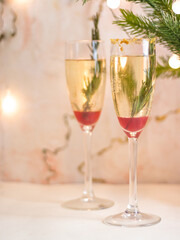 Blackberry Champagne Cocktail, Mimosa festive drink for Christmas