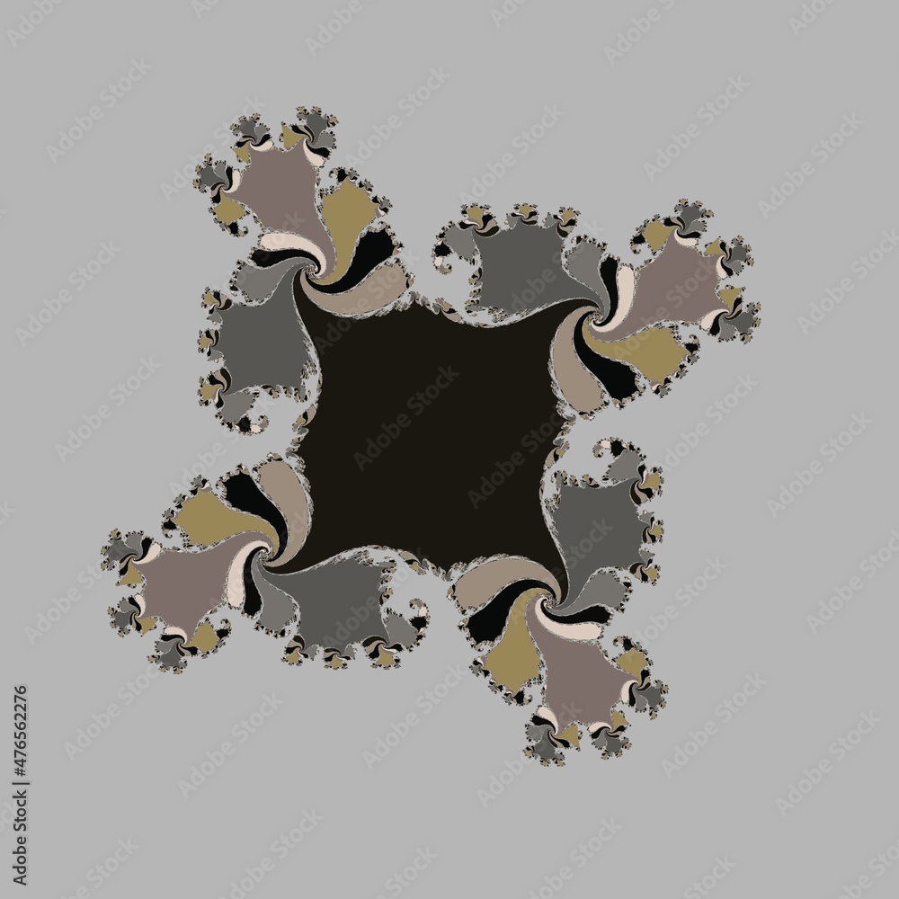 Poster basic fractal in shades of grey warped wrapped and  twisted to create a unique minimalistic futuristic abstract design