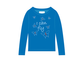 I can fly sweatshirt design for girl, vector illustration