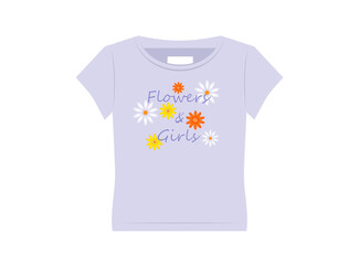 Flowers and girls t-shirt design, vector illustration