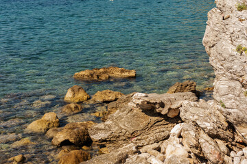 budva coast montenegro, adriatic sea and mountains