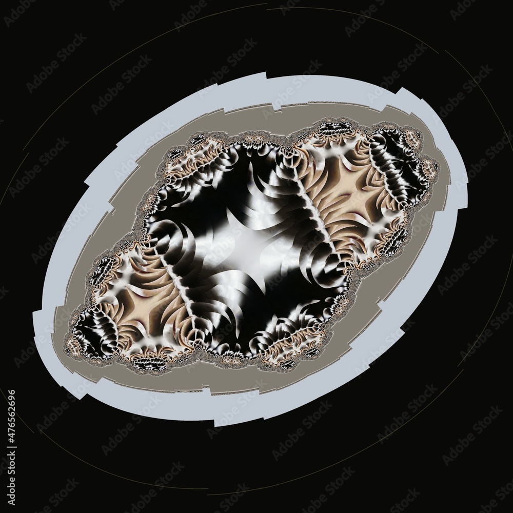 Poster basic fractal in shades of grey warped wrapped and twisted to create a unique minimalistic futuristi