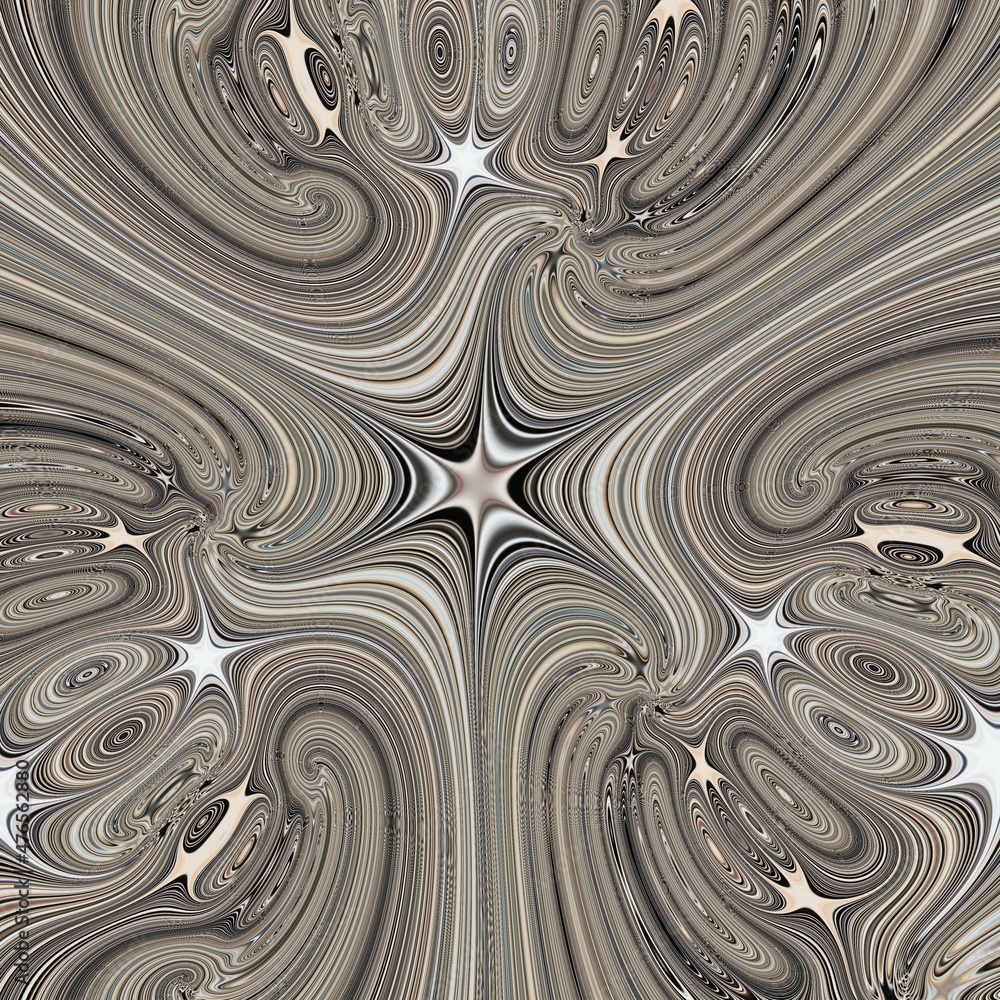 Poster basic fractal in shades of grey warped wrapped and  twisted to create a unique minimalistic futuristic abstract design