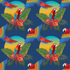 Tropical wildlife seamless pattern design 