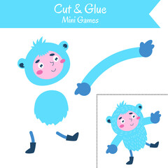 Cut and Glue . Educational game for preschool children.