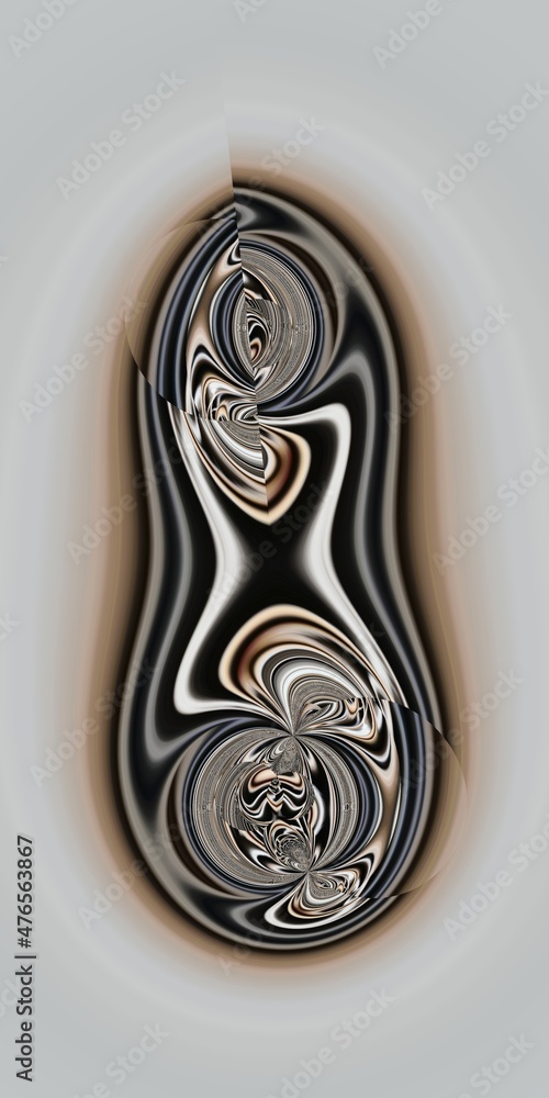 Poster basic fractal in shades of grey warped wrapped and  twisted to create a unique minimalistic futuristic abstract design
