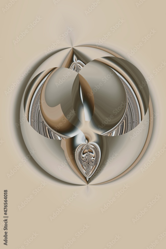 Poster basic fractal in shades of grey warped wrapped and  twisted to create a unique minimalistic futuristic abstract design