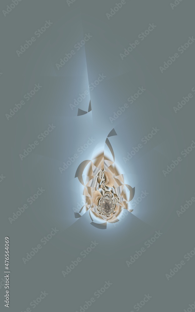 Poster basic fractal in shades of grey warped wrapped and  twisted to create a unique minimalistic futuristic abstract design