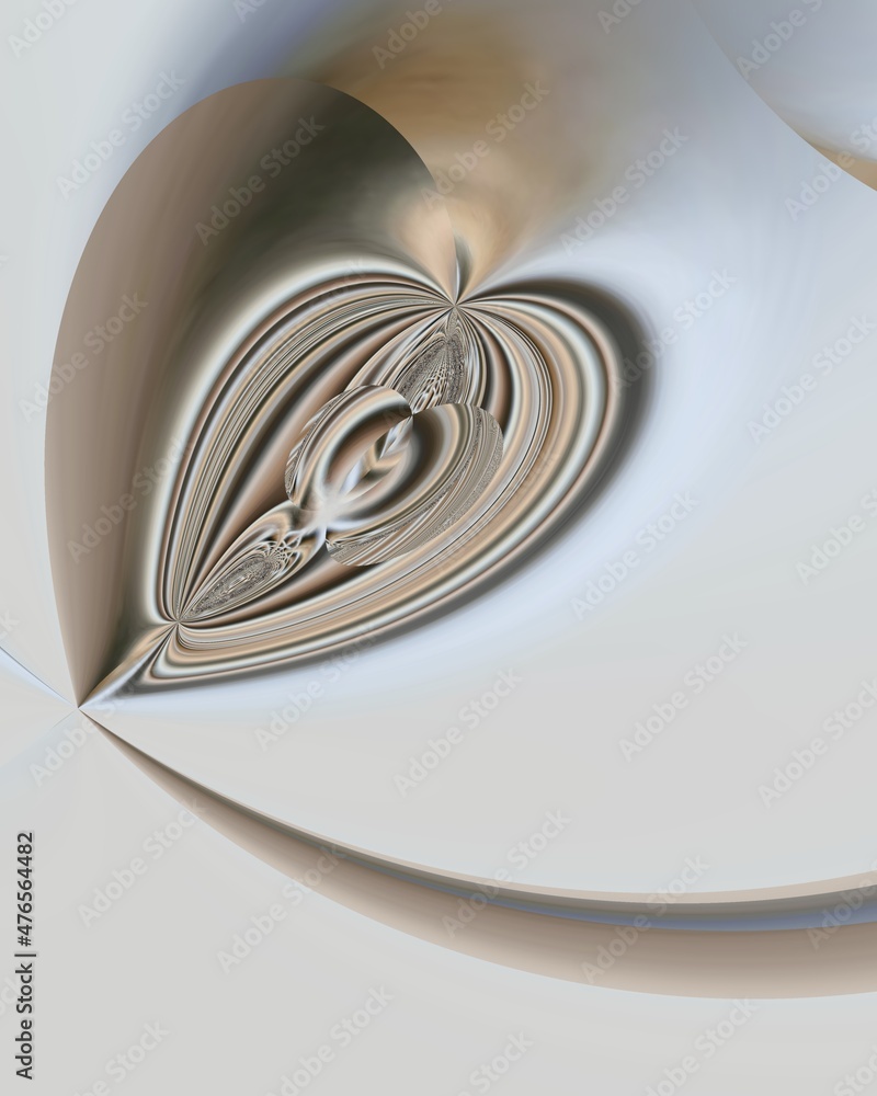 Poster basic fractal in shades of grey warped wrapped and  twisted to create a unique minimalistic futuristic abstract design
