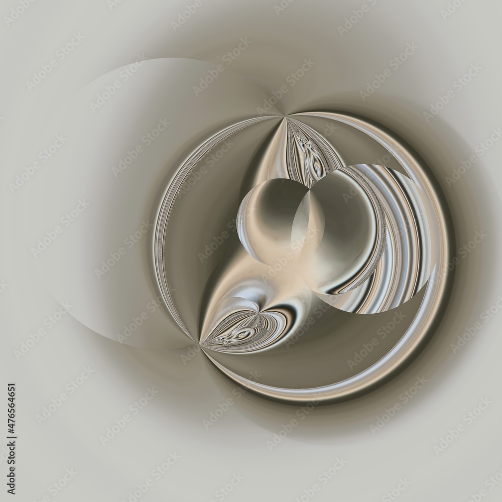 Poster basic fractal in shades of grey warped wrapped and  twisted to create a unique minimalistic futuristic abstract design