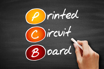 PCB - Printed Circuit Board, concept on blackboard