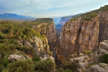 Fototapeta na wymiar Amazing Tazi Canyon lanscape,Bilgelik Vadisi in Manavgat, Antalya, Turkey. Greyhound Canyon, Wisdom Valley.