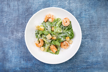 Caesar Salad with Grilled Shrimp and Parmesan Cheese