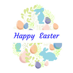 Easter cards or banners design set with colorful eggs and sprigs of greenery Vector illustration. Place for text
