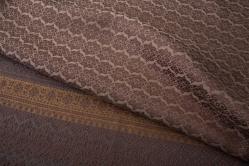 Close up of texture of Thai cotton knitted seamless pattern fabric.  Thai cotton detail textured textile.