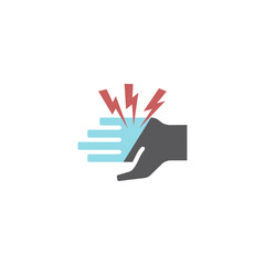 Frostbite of the hand. Symptoms, icons set. Vector signs for web graphics.