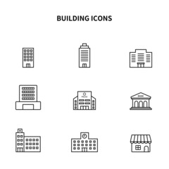 シンプルアイコンセット｜建物・ビル・建築｜mayucolor07