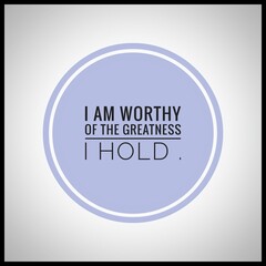 Inspirational motivation quote on the beach waves background. I am worthy of the greatness I hold.