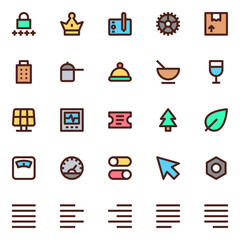 Filled outline icons for user interface.
