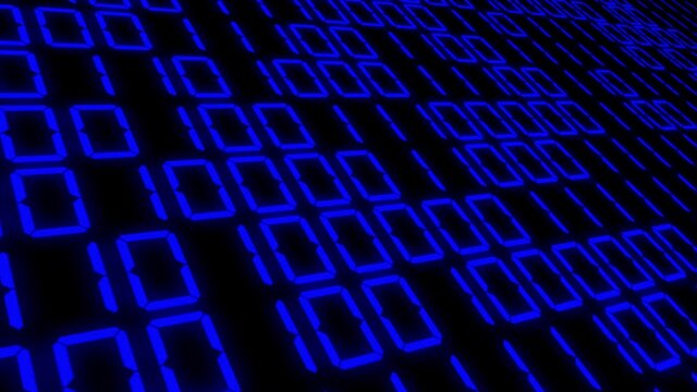 青　デジタル数字　二進数　乱数　7セグメント　背景　モーショングラフィックス
