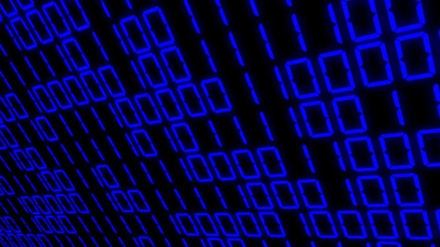 青　デジタル数字　二進数　乱数　7セグメント　背景　モーショングラフィックス
