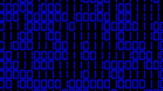青　デジタル数字　二進数　乱数　7セグメント　背景　モーショングラフィックス
